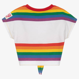 Agatha Ruiz de la Prada Girls Cotton Rainbow Stripe Crop T-Shirt