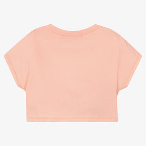Agatha Ruiz de la Prada Girls Pink Cropped Cotton Rainbow T-Shirt