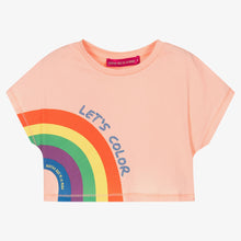 Load image into Gallery viewer, Agatha Ruiz de la Prada Girls Pink Cropped Cotton Rainbow T-Shirt
