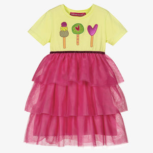 Agatha Ruiz de la Prada Girls Pink Ice Cream Cotton Tulle Dress