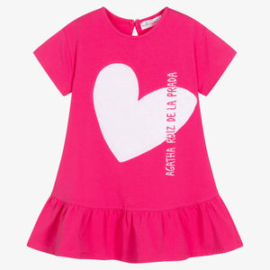 Agatha Ruiz de la Prada Girls Pink & White Heart Logo Dress