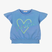 Load image into Gallery viewer, Billieblush Girls Blue Cotton Glitter Heart T-Shirt
