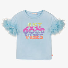 Load image into Gallery viewer, Billieblush Girls Blue Cotton Good Vibes T-Shirt
