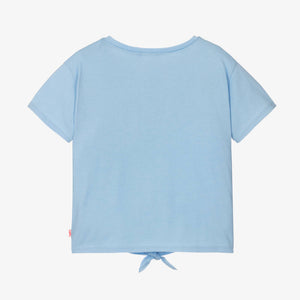 Billieblush Girls Blue Sequin Car Cotton T-Shirt