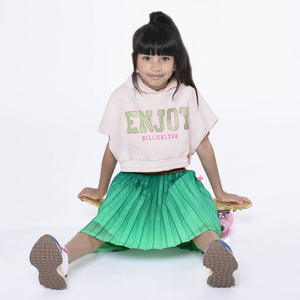 Billieblush Girls Green Glitter Pleated Logo Skirt