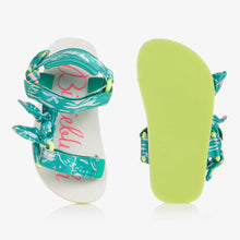Load image into Gallery viewer, Billieblush Girls Green Palm Print Sandals
