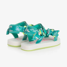 Load image into Gallery viewer, Billieblush Girls Green Palm Print Sandals
