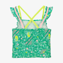 Load image into Gallery viewer, Billieblush Girls Green Palm Print Sateen Top

