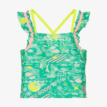Load image into Gallery viewer, Billieblush Girls Green Palm Print Sateen Top
