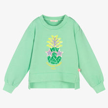 Load image into Gallery viewer, Billieblush Girls Green Sequin Pineapple Sweatshirt
