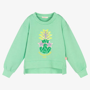 Billieblush Girls Green Sequin Pineapple Sweatshirt