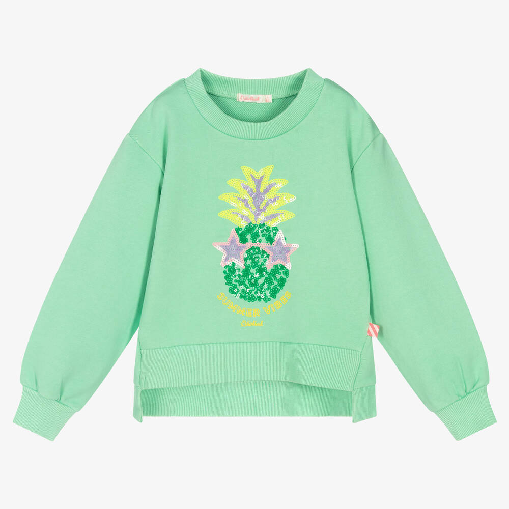Billieblush Girls Green Sequin Pineapple Sweatshirt
