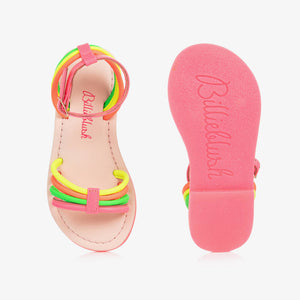 Billieblush Girls Neon Pink Leather Sandals