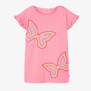 Billieblush Girls Neon Pink Sequin Butterfly Dress