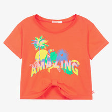 Load image into Gallery viewer, Billieblush Girls Orange Tropical Print Cotton T-Shirt
