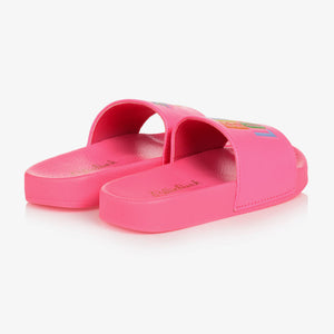 Billieblush Girls Pink Big Love Faux Leather Sliders