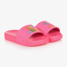 Load image into Gallery viewer, Billieblush Girls Pink Big Love Faux Leather Sliders
