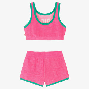 Billieblush Girls Pink Big Love Towelling Shorts Set