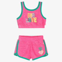 Load image into Gallery viewer, Billieblush Girls Pink Big Love Towelling Shorts Set
