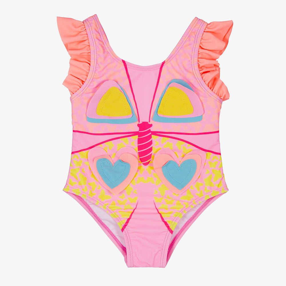 Billieblush Girls Pink Butterfly Ruffle Swimsuit