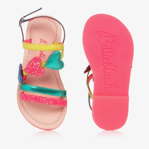 Billieblush Girls Pink Colourful Heart Strap Sandals
