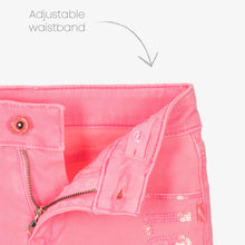 Load image into Gallery viewer, Billieblush Girls Pink Cotton Sequin Denim Shorts
