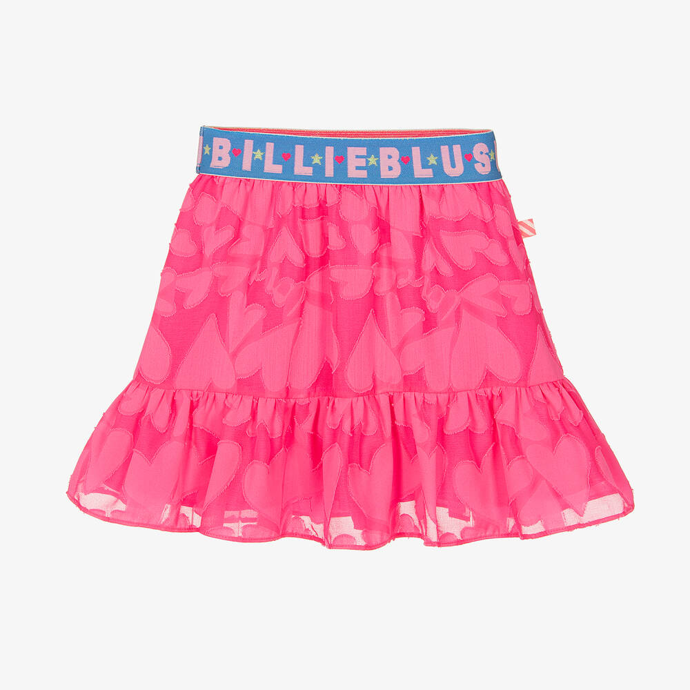 Billieblush Girls Pink Embossed Heart Logo Skirt