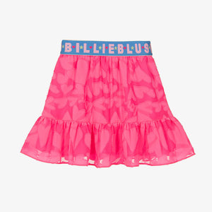 Billieblush Girls Pink Embossed Heart Logo Skirt