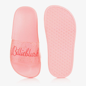 Billieblush Girls Pink Glitter Logo Sliders