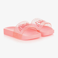 Load image into Gallery viewer, Billieblush Girls Pink Glitter Logo Sliders
