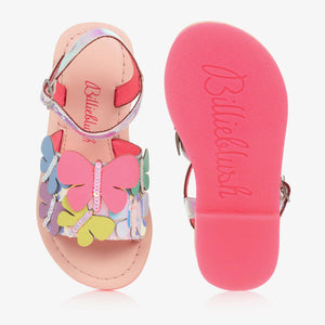 Billieblush Girls Pink Leather Butterfly Sandals
