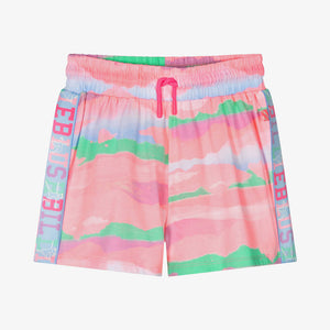 Billieblush Girls Pink Logo Tape Cotton Shorts
