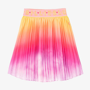 Billieblush Girls Pink Ombr Pleated Satin Skirt