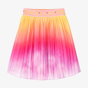 Billieblush Girls Pink Ombr Pleated Satin Skirt