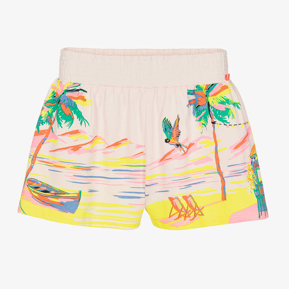 Billieblush Girls Pink Palm Print Cotton Shorts