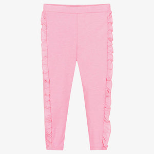 Billieblush Girls Pink Ruffle Cotton Leggings