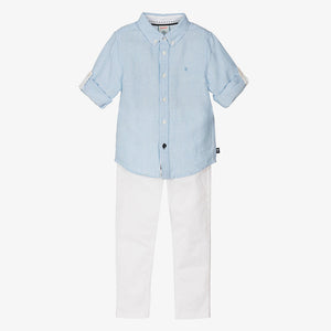 Boboli Boys Blue & White Cotton Trouser Set