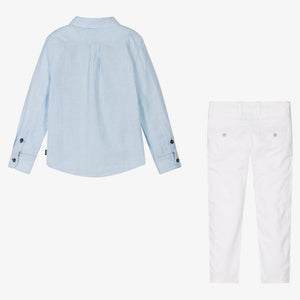 Boboli Boys Blue & White Cotton Trouser Set