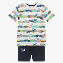 Load image into Gallery viewer, Boboli Boys Striped Top &amp; Blue Shorts Set
