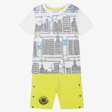 Load image into Gallery viewer, Boboli Boys White Top &amp; Green Shorts Set
