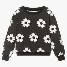 Load image into Gallery viewer, Boboli Girls Black Cotton Flower Sweatshirt
