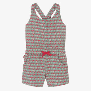 Boboli Girls Green Cherry Print Cotton Playsuit