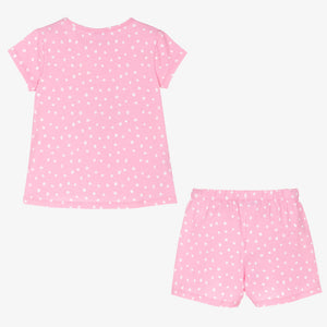 Boboli Girls Pink Cotton Polka Dot Short Pyjamas