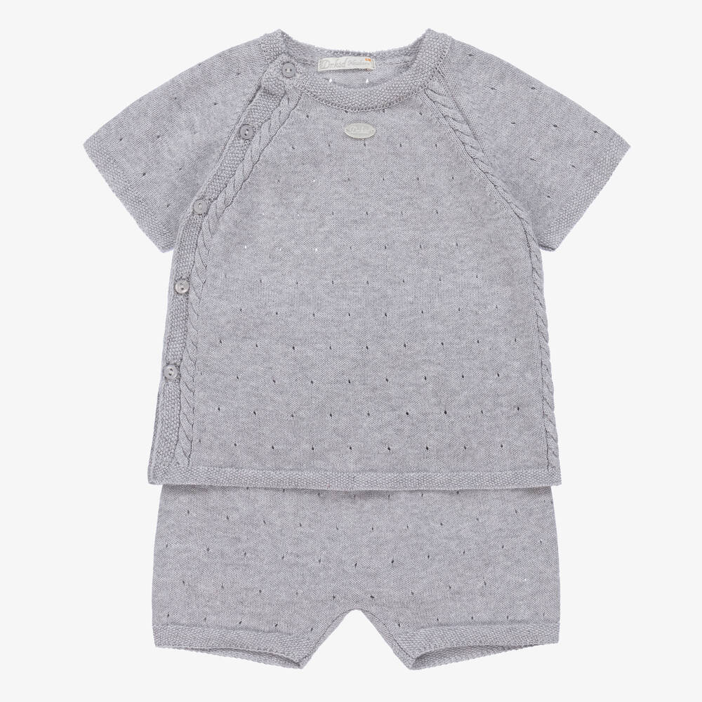 Dr. Kid Baby Boys Grey Knitted Shorts Set