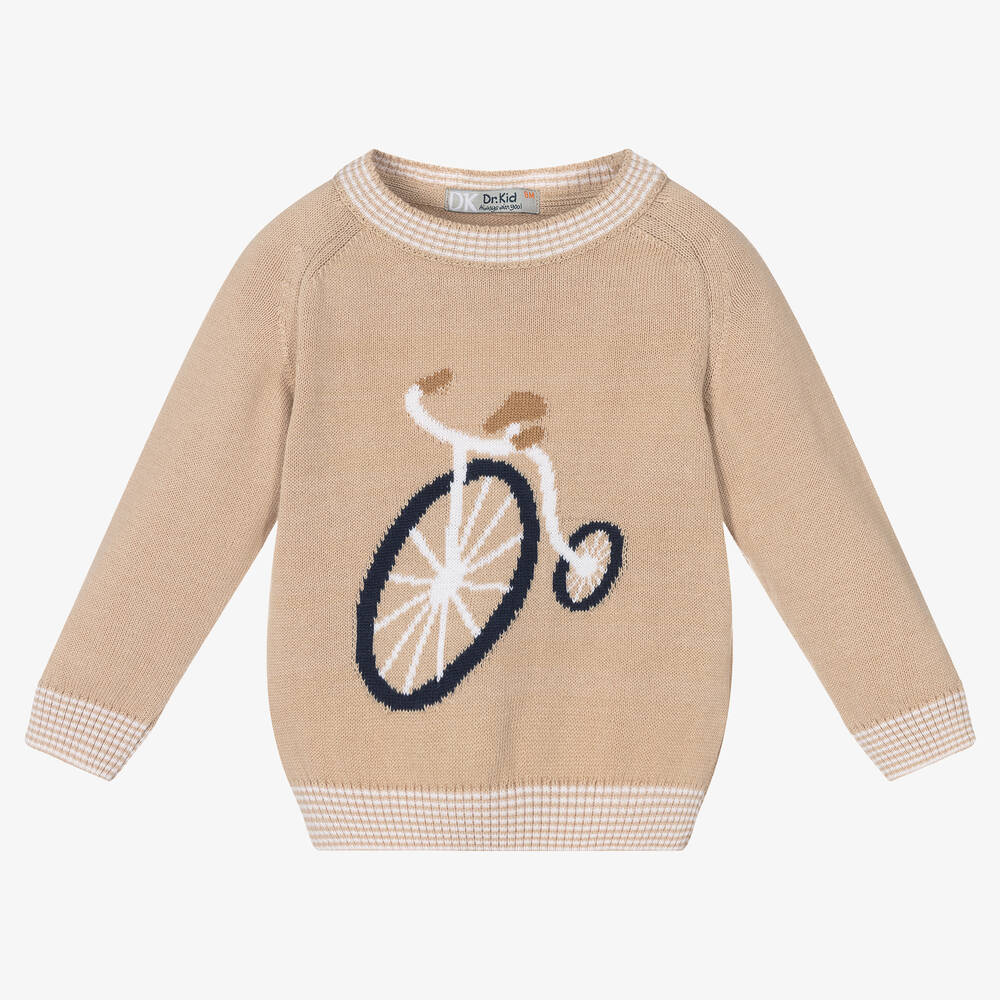 Dr. Kid Boys Beige Cotton Knitted Sweater