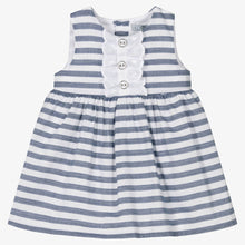 Load image into Gallery viewer, Dr. Kid Girls Blue &amp; White Striped Cotton Dress
