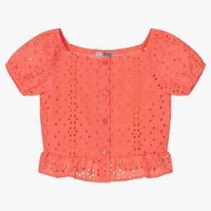 Dr. Kid Girls Pink Broderie Anglaise Blouse