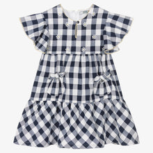 Load image into Gallery viewer, Dr. Kid Girls White &amp; Blue Gingham Dress
