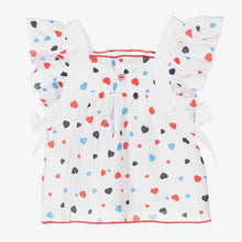 Load image into Gallery viewer, Dr. Kid Girls White Cotton Heart Print Blouse
