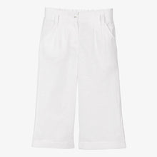 Load image into Gallery viewer, Dr. Kid Girls White Linen Wide Leg Trousers
